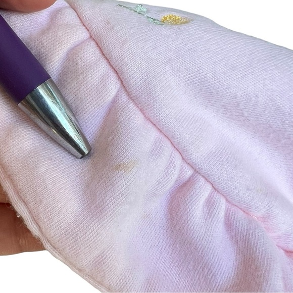 VTG Gymboree Newborn 1998 Pink Tulip Soft Knit Bucket Hat Embroidered Bow GUC - Picture 7 of 7